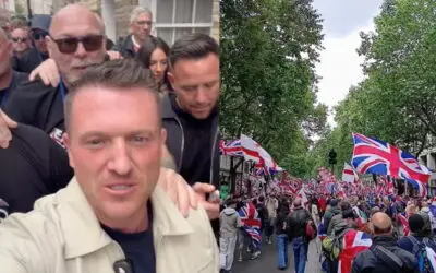 Tommy Robinson leiðir fjöldamótmæli í Bretlandi